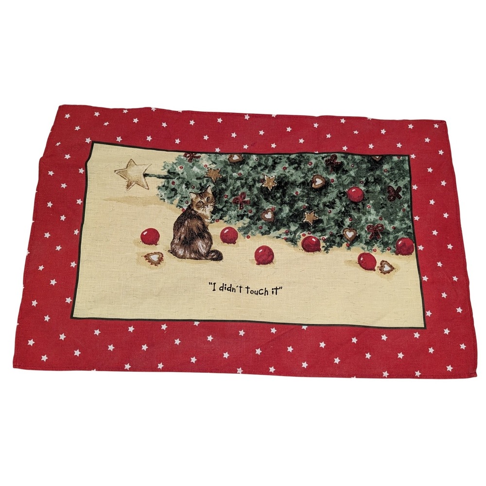 Ulster Weavers‎ "The Little Dog Laughed" Cat Christmas Tea Towel 100% Linen